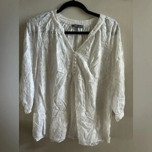 Brixon Ivy Stitch Fix Blouse Women's M White Floral Sheer Andrina Embroidered
